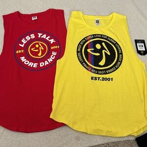 Yellow and Red Zumba tanks. Both are size XS. NWT
